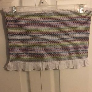 never worn, multi-colored tube top